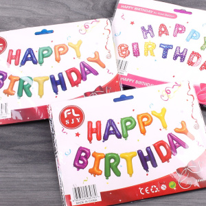 Праздничное украшение фольгированные надувные буквы /Happy birthday/ h-40см ассорти