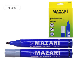 Маркер перманентный, CENTRO, СИНИЙ, пулевидный пиш.узел 2 мм. М-5006 Mazari