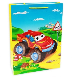 Пакет подарочный, ламин. 32,4х44,5х10,2 см ЗАБАВНЫЙ ДЖИП (12 шт. в спайке) (ПР004-0004)