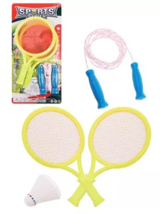 Инвентарь для игр на открытом воздухе: ракетки 27 см. 2 шт., волан, скакалка