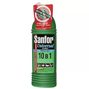 Средство для чистки и дезинфекции сантехники Санфор, 10 в 1 Универсал, Морской Бриз, 750м,1543/17394