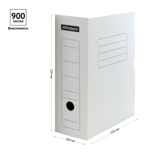 Короб архивный с клапаном OfficeSpace, микрогофрокартон, 100мм, белый, до 900л. 178838