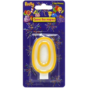 Свеча-Цифра /0/ для торта , разноцветная, 7см, материал: парафин