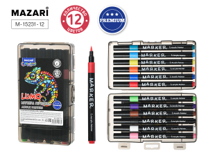 Набор маркеров акриловых LUMO, 12 цветов, кистевидный наконечник, пластиковый корпус , пластиковый п