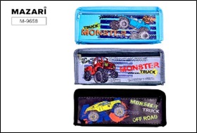 Пенал MONSTER TRUCK, на молнии, 20,5х9х4 см, лавсан, полиуретан, ассорти 3 дизайна, ОПП-упаковка