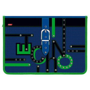 Папка для тетрадей с откидной планкой А4ф Hatber на молнии-Техно-