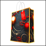 Бумажный пакет для сувенирной продукции с ламинацией, с шириной основания 17,8 cм, плотность бумаги 