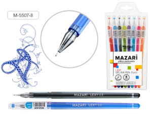 Набор ручек гелевых LEXY, 8цв.,корп. цв., 0.5мм