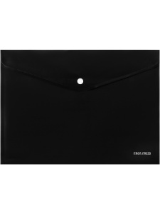 Папка-конверт на кнопке А4, 180мкм, ЧЕРНЫЙ (ПК-8668) кратно 12