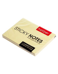 Бумага для заметок 100л 76х102мм с клеевым краем Hatber ПАСТЕЛЬ Желтая в индив.упак.