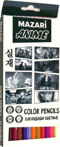Карандаши цветные пластиковые ANIME, 24 цв., шестигранный корпус,d грифеля=2,6 мм, картонная упаковк