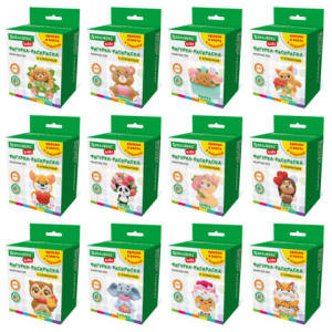 Фигурка-раскраска из гипса /С открыткой/, с красками и кистью, ассорти, BRAUBERG KIDS, 666011