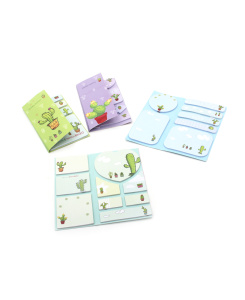 Набор бум.блоков для записи и закладок с клеевым краем КАКТУС (БЗК-6236) 8х14,2см 18л,микс 4диз,кр24