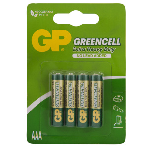 Батарейка GP Greencell AAA (R03) 24S солевая, BL4 GP 24G-2CR4 ЦЕНА ЗА 1шт