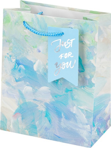 Dream cards Пакет подар. с мат.лам. и сереб.тис. 18х23х10см (М)Художество, голубой,210г/м2, ППК-7591