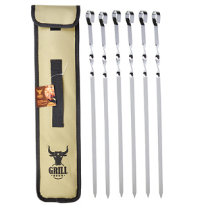 GRILLBOOM Набор шампуров 6шт, нерж.сталь, 45см, в чехле (10702070/200122/3022936, Китай)