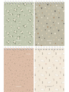 БЛОКНОТ А6 40л. на гребне МИЛЫЙ ПАТТЕРН (Б40-7021) ассорти, цвет.мелов.обл, офсет, клетка