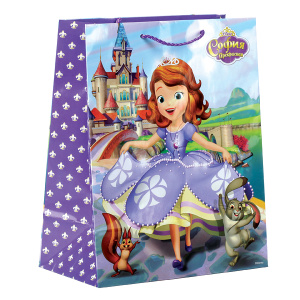 ПАКЕТ ПОДАРОЧНЫЙ 'ВЕСЕЛЫЙ ПРАЗДНИК' ПРИНЦЕССА СОФИЯ 26Х32Х14СМ, БУМ., ГЛЯНЦЕВЫЙ УП-24ШТ в кор.3уп