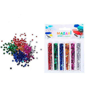 Набор звездочек декоративных, 6 цветов х 2.5 г, в пластиковых тубах, ОПП-упаковка с европодвесом