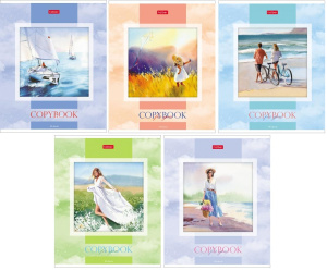 Тетрадь 48л А5ф ЛИНИЯ на скобе мат.ламин. 5 диз.в блоке скругл.углы серия  -Красота мгновения-