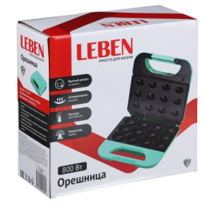 LEBEN Орешница, 800 Вт, пластик Soft Touch, нерж. сталь, антипригарное покрытие (10702070/160222/306