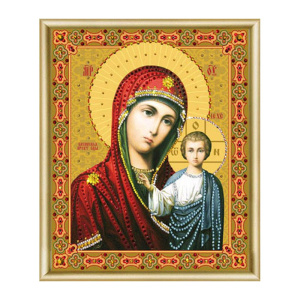 УЦЕНКА Рисование по дереву по номер. 40х50 см, 23 цв. Икона Казанской Пресвятой Богородицы