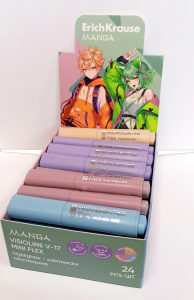 Текстмаркер ErichKrause Visioline V-17 Mini Flex Manga, с гибким наконечником, цвет чернил ассорти  