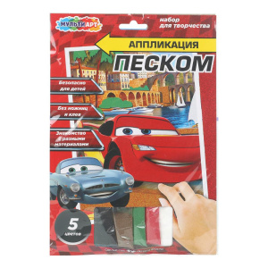 Аппликация песком матовая тачки 17*23 см МУЛЬТИ АРТ в кор.100шт