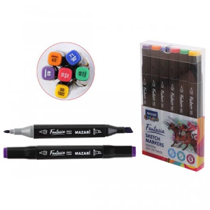 Набор маркеров для скетчинга двусторонние FANTASIA, 6цв., Main colors (основные цвета), пулевид./кли