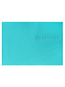 Обложка для паспорта из натуральной кожи ФЛОТЕР, бирюзовый, тисн.конгрев/PASSPORT/ ОП-5448