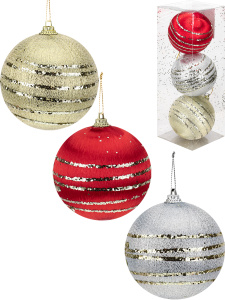 Новогоднее украшение.Набор елочных шаров 3 шт. /Торжество/ 8см НУ-3457