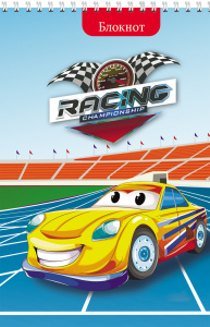 Блокнот А7 40л. на гребне ВЕСЕЛЫЕ МАШИНКИ (Б40-7736) обл.-мелов. картон, блок-офс,в клетку