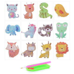 Алмазная мозаика 6,5х8см, на стикере, 12 штук в наборе, ОПП-упаковка