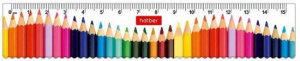 Линейка Пластиковая Hatber 15х3см -Радужные карандаши-  в инд.упак.с европодвесом