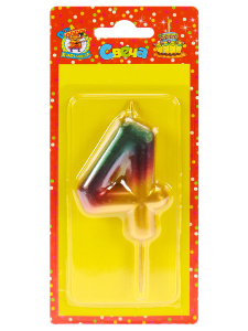 Свеча для торта Волшебный градиент Цифра 4 С-4089