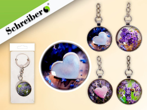 Брелок акриловый круглый ЛАВАНДА, d=3,2 см, длина - 9,5 см, в индивидуальной упаковке с картонной по