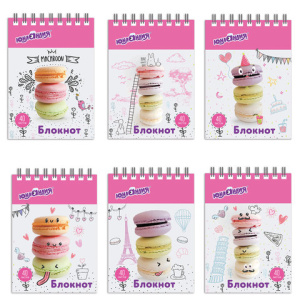 Блокнот МАЛЫЙ ФОРМАТ (75х105 мм) А7, 40 л., гребень, картон, клетка, ЮНЛАНДИЯ, /ВКУСНОСТИ/, 129861