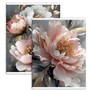 Тетрадь-перевертыш, 80 л. клетка, арт. 73675/ ПИОНЫ С ЗОЛОТОМ/ 203х273 мм, А4 мягкий переплёт (2 ско