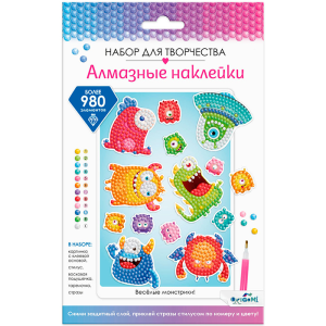 Алмазные наклейки. Весёлые монстрики. Арт. 08707