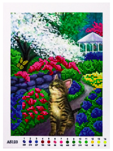 Н-р для вышив. бисером 19x25 см (частичн.заполн.,канва с рис) Наблюдательный котёнок (Арт. AS123)