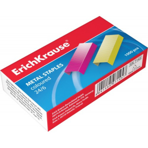 Скобы №24/6 ErichKrause® цветные (коробка 1000 шт.)