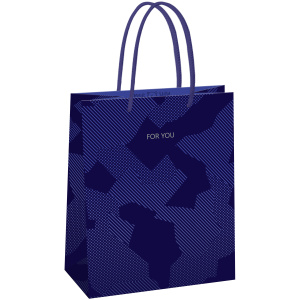 Пакет подарочный 18*23*10см MESHU /Blue pattern/, выборочный лак, матовая ламинация MS_61589 (101310