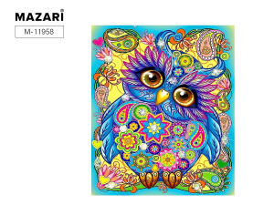 Алмазная мозаика с мольбертом СОВЁНОК, 21х25см, 1 дизайн, частичная выкладка,  ОПП упаковка.