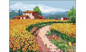 УЦЕНКА Холст с красками 40х50 см по номерам. ЦВЕТУЩЕЕ ПОЛЕ (Арт. TY110)