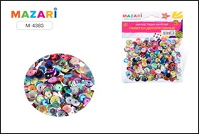 Пайетки декоративные BRIGHT 2, размер 8 мм, ОПП-упаковка с европодвесом