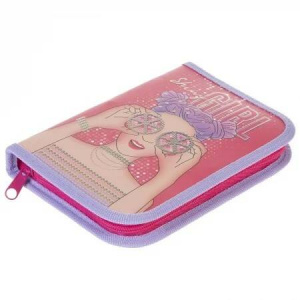 Пенал Hatber 190х130мм 1 отделение на молнии с откидной планкой мат.ламин. 3D фольга-Очаровательные 