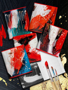 Тетрадь 48 л. А5 кл. скреп. офс. LOREX CHAOS ART мел. карт. запечатка форзаца soft touch фольга