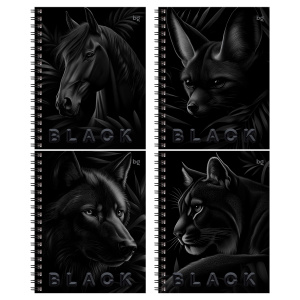Тетрадь 48л., А5, клетка на гребне BG /Just Black/, soft-touch ламинация, выб.лак Т5гр48_лс_вл 08506