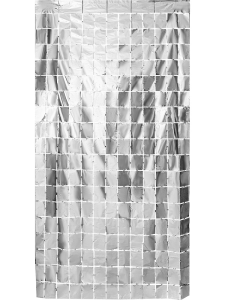 Дождик фольгированный для фотозоны /Торжество/, 1*2м,фрагмент 7*10см, серебристый, набор 2шт ДЖ-7518