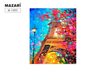 Алмазная мозаика с мольбертом ЭЙФЕЛЕВА БАШНЯ, 21х25см, 1 дизайн, частичная выкладка,  ОПП упаковка.